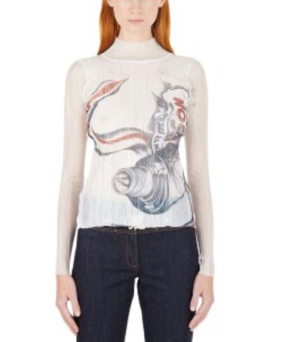 Printed sheer top in white - JW Anderson